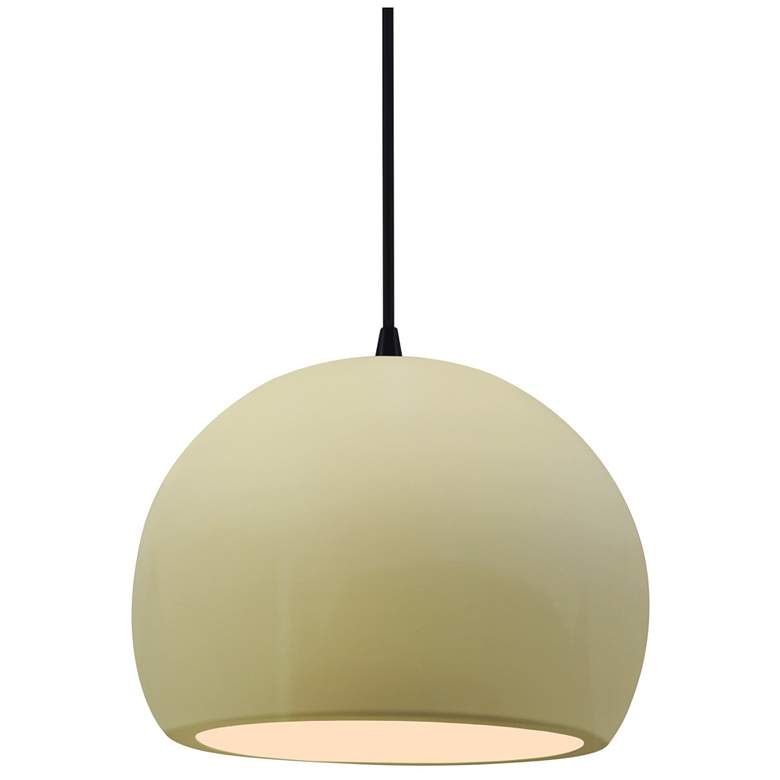 Image 1 7"W Vanilla Gloss Frame Matte Black Small Globe Black Cord LED Pendant