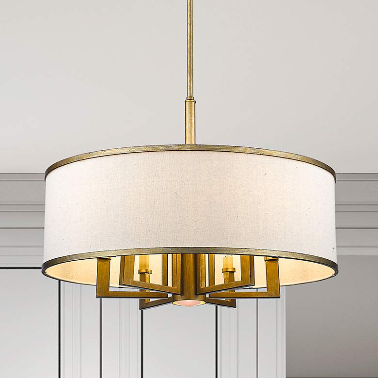 Image 1 7 Light Antique Gold Leaf Chandelier