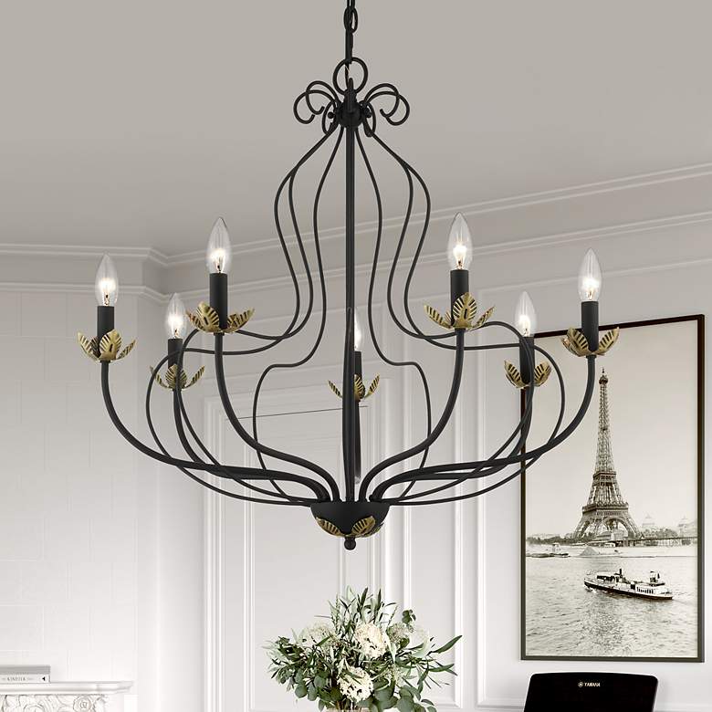 Image 1 7 Light Black Chandelier