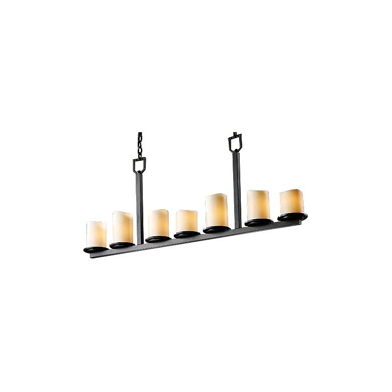 Image 1 7-Light Dark Bronze & Creme Faux Candle Bar Chandelier