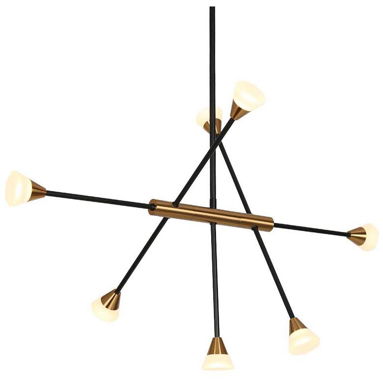 Image 2 7-Light Matte Black and Plating Brass Chandeliers LED more views
