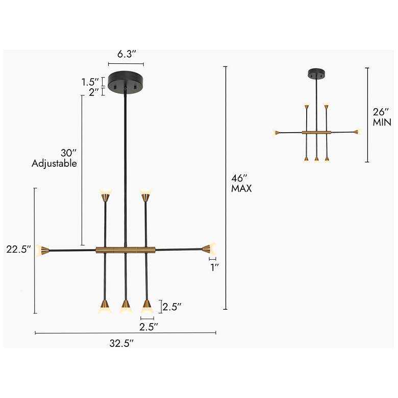 Image 4 7-Light Matte Black and Plating Brass Chandeliers LED more views