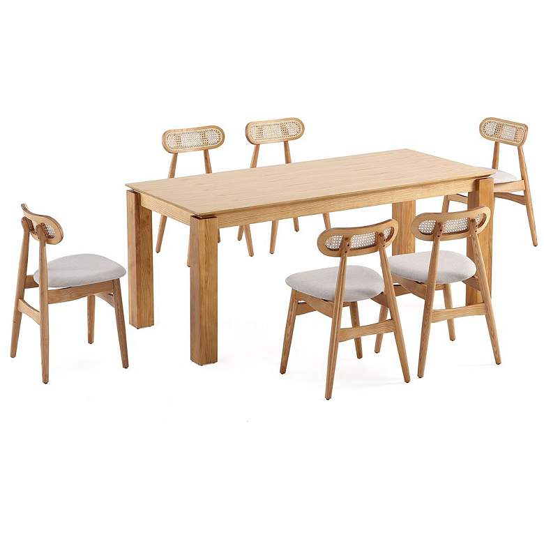 Image 1 7-Piece Rockaway 70.86 Dining Set in Nature with 6 Colbert Dining Chairs