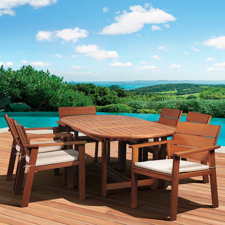 Image 1 7-Piece Seaview Eucalyptus Extendable Dining Set