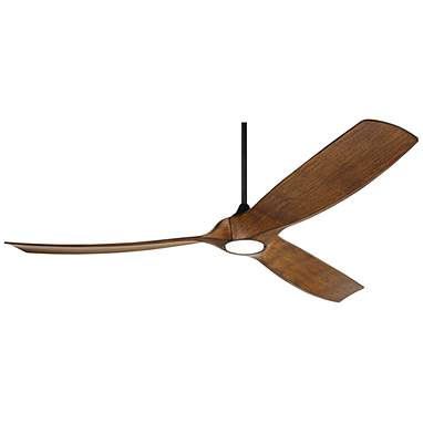 70" Casa Vieja Kona Wind Black-Koa LED DC Damp Ceiling Fan with Remote
