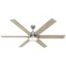 70" Hunter Warrant Nickel LED DC Large Ceiling Fan with Wall Control