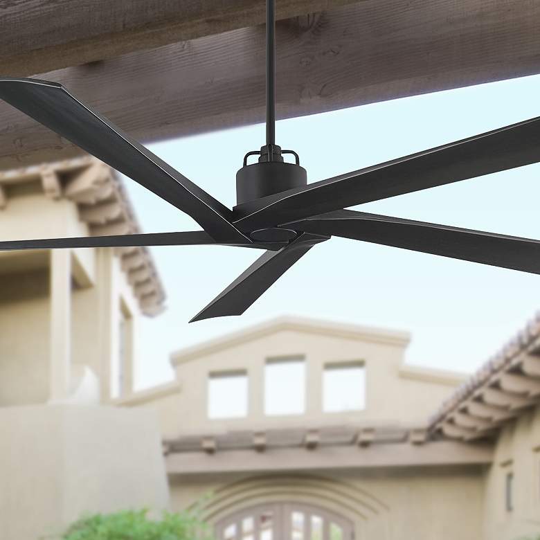 Image 1 70 inch Aspen Midnight Black Outdoor Ceiling Fan with Remote