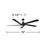 70" Aspen Midnight Black Outdoor Ceiling Fan with Remote