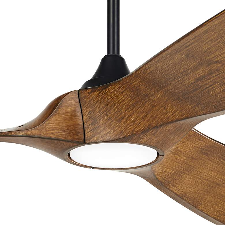 Image 3 70" Casa Vieja Kona Wind Black-Koa LED DC Damp Ceiling Fan with Remote more views