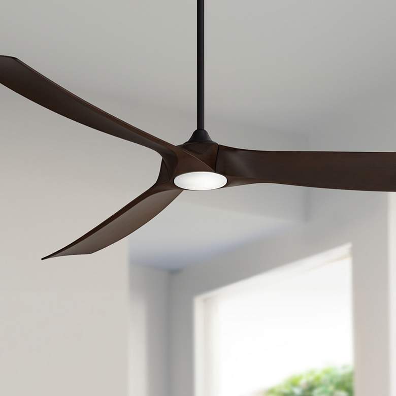 Image 1 70" Casa Vieja Kona Wind Black-Walnut LED Damp Ceiling Fan with Remote