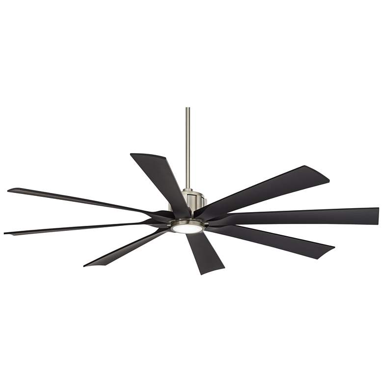 Image 2 70" Defender Nickel and Black Damp Rated LED Ceiling Fan with Remote