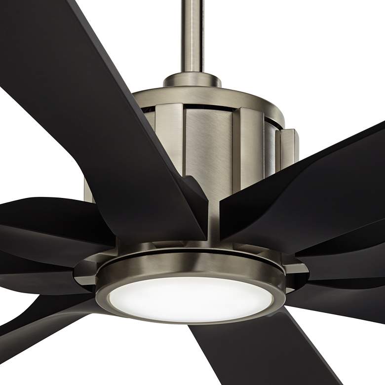 Image 3 70" Defender Nickel and Black Damp Rated LED Ceiling Fan with Remote more views