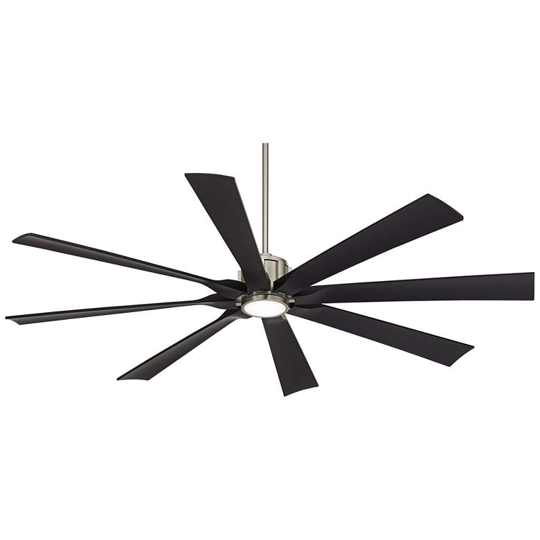Image 5 70" Defender Nickel and Black Damp Rated LED Ceiling Fan with Remote more views