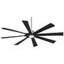 70" Defender Nickel and Black Damp Rated LED Ceiling Fan with Remote