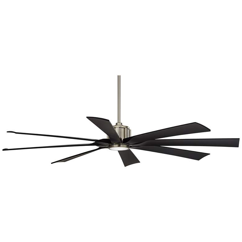 Image 6 70" Defender Nickel and Black Damp Rated LED Ceiling Fan with Remote more views