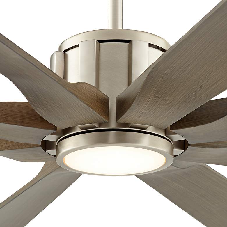 70 inch Defender Nickel and Oak Damp Rated LED Ceiling Fan with Remote more views