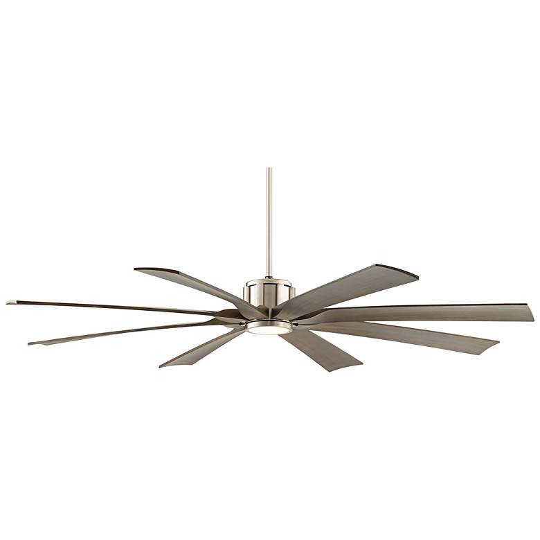 Image 6 70 inch Defender Nickel and Oak Damp Rated LED Ceiling Fan with Remote more views