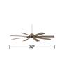 70" Defender Nickel and Oak Damp Rated LED Ceiling Fan with Remote