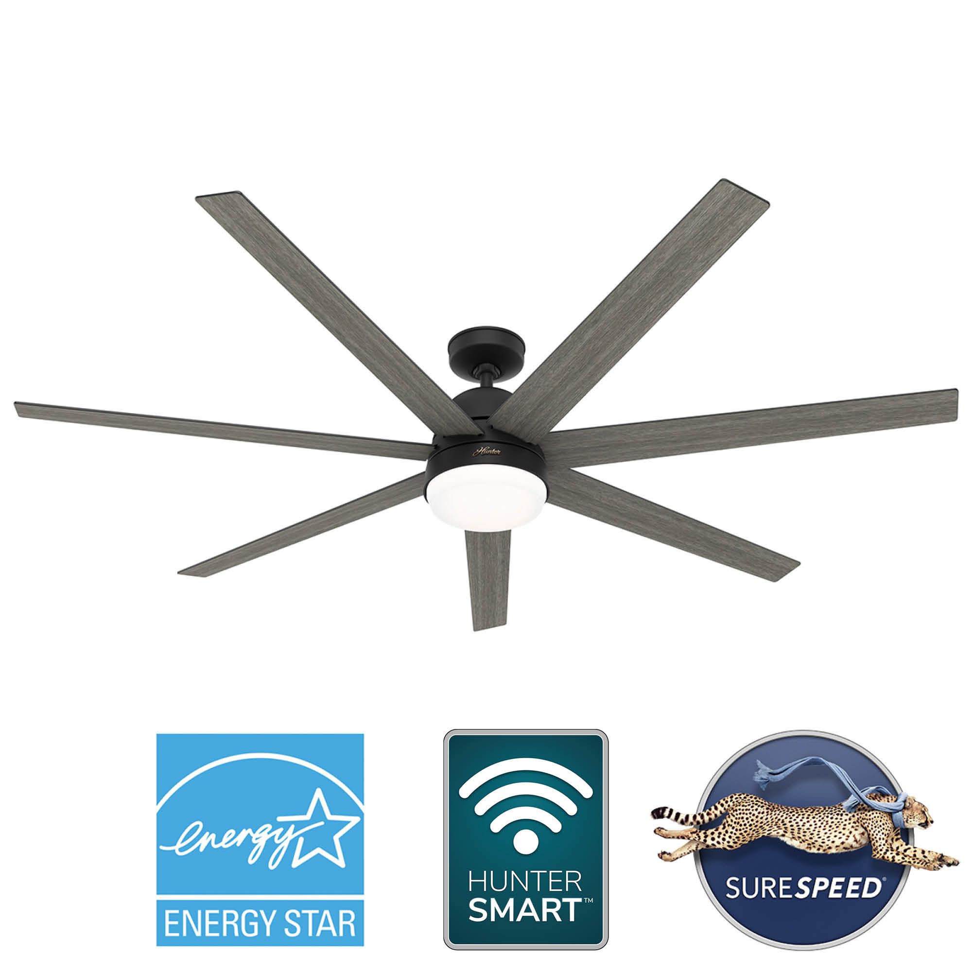 Image 3 70" Hunter Phenomenon Matte Black LED Smart Ceiling Fan more views