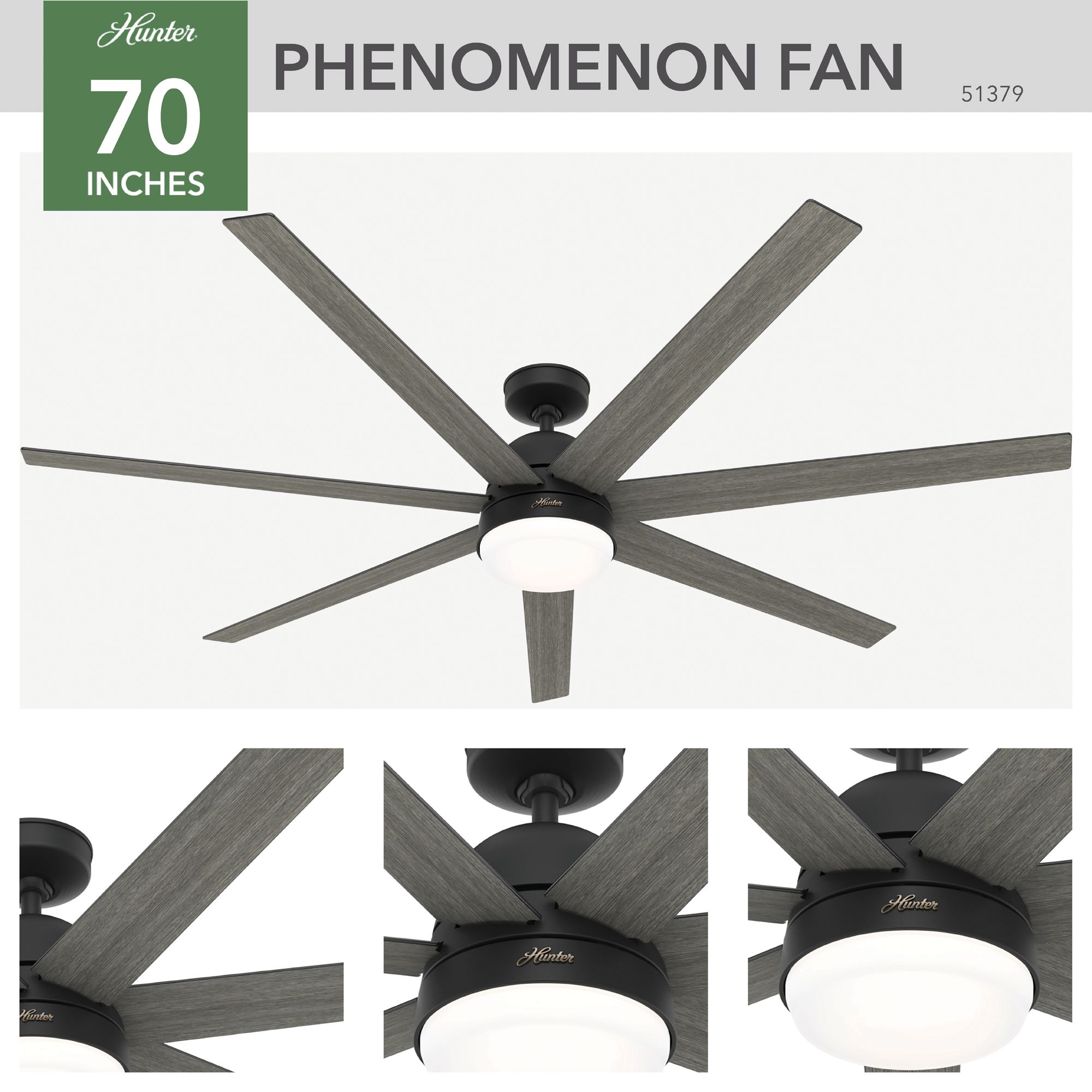 Image 6 70" Hunter Phenomenon Matte Black LED Smart Ceiling Fan more views
