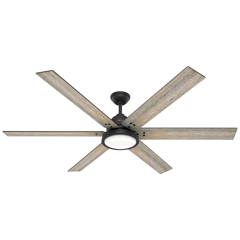 Image 2 70" Hunter Warrant Matte Black LED DC Ceiling Fan with Wall Control