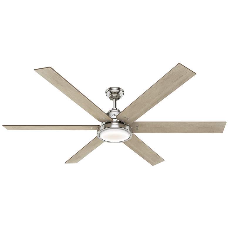 70&quot; Hunter Warrant Nickel LED DC Large Ceiling Fan with Wall Control