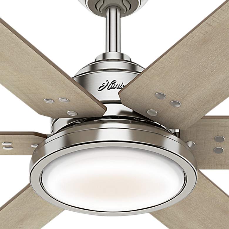 70&quot; Hunter Warrant Nickel LED DC Large Ceiling Fan with Wall Control more views