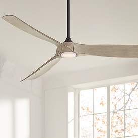 Image1 of 70" Kona Wind Black-Distressed White Oak LED DC Damp Ceiling Fan