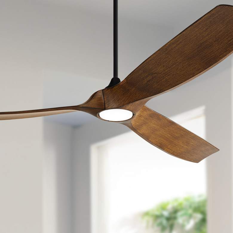 Image 1 70" Kona Wind Black-Koa LED DC Damp Rated Ceiling Fan with Remote