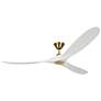 70" Maverick Brass and White Modern Large Damp Ceiling Fan with Remote