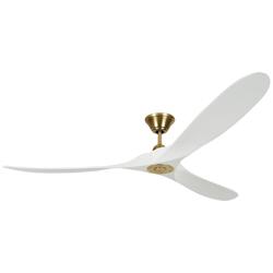 70&quot; Maverick Brass and White Modern Large Damp Ceiling Fan with Remote