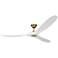 70" Maverick Brass White Large Ceiling Fan with Remote