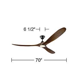 Image4 of 70" Maverick Max Walnut Large LED Ceiling Fan with Remote Control more views