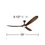 70" Maverick Max Walnut Large LED Ceiling Fan with Remote Control