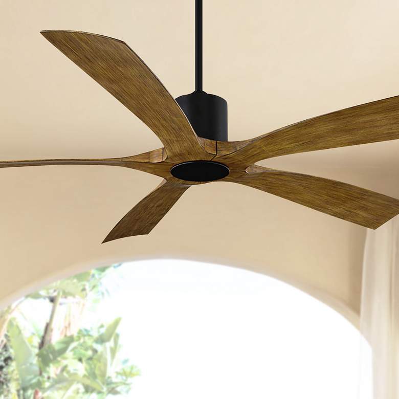 Image 1 70 inch Modern Forms Aviator Matte Black Outdoor Smart Ceiling Fan