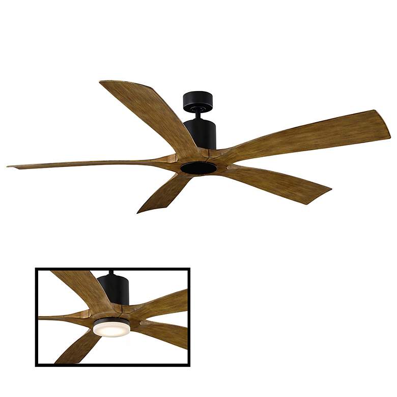Image 3 70" Modern Forms Aviator Matte Black Outdoor Smart Ceiling Fan more views