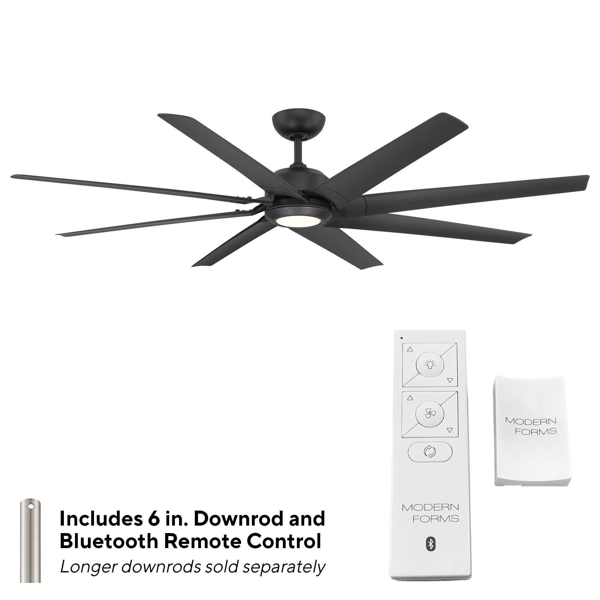 70" Modern Forms Roboto Black 2700K LED Smart Ceiling Fan in scene