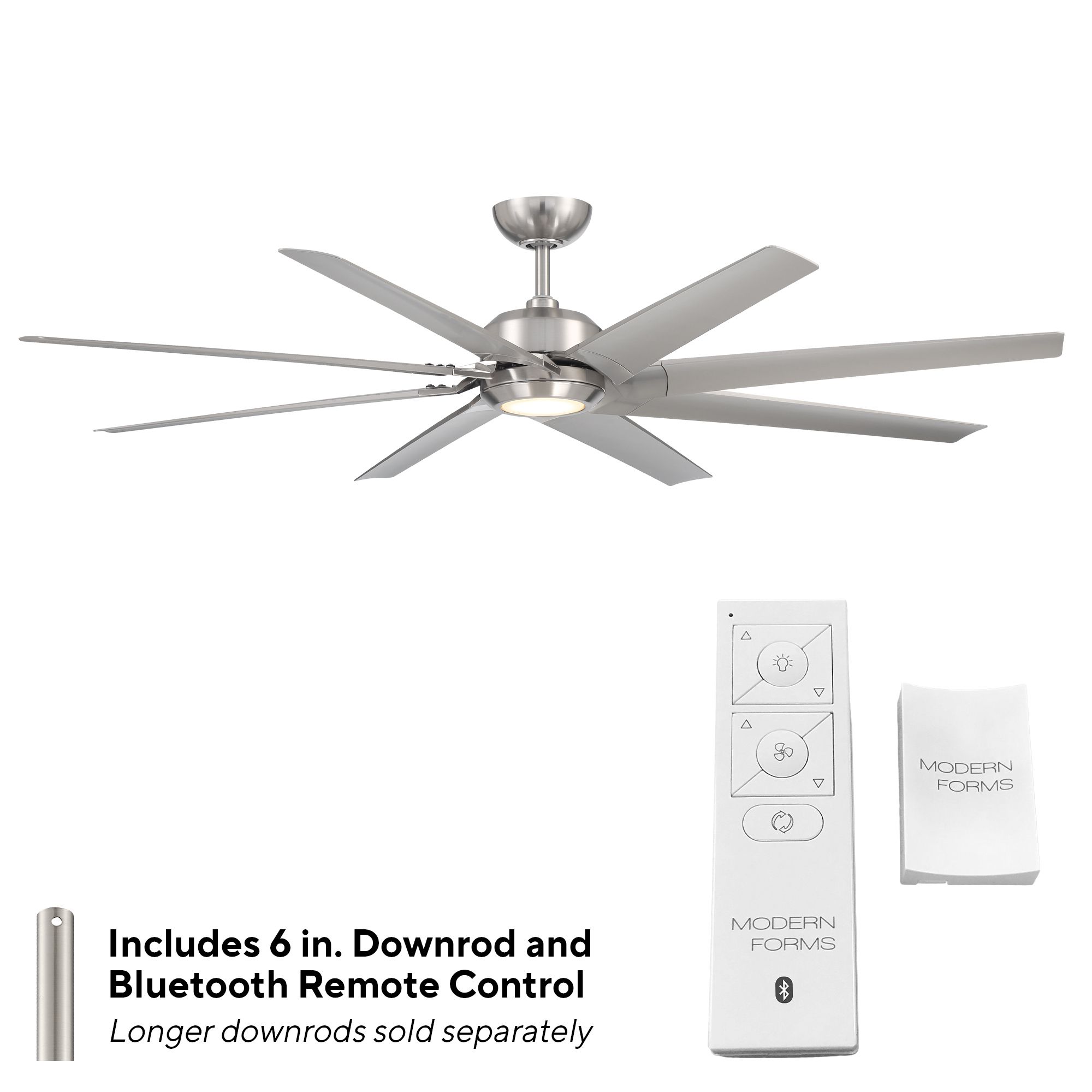 Image 5 70" Modern Forms Roboto XL Nickel 2700K LED Smart Wet Ceiling Fan more views