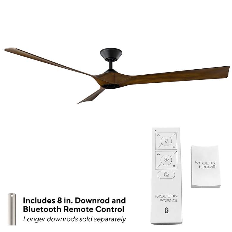 Image 5 70" Modern Forms Torque Matte Black Distressed Koa Smart Ceiling Fan more views