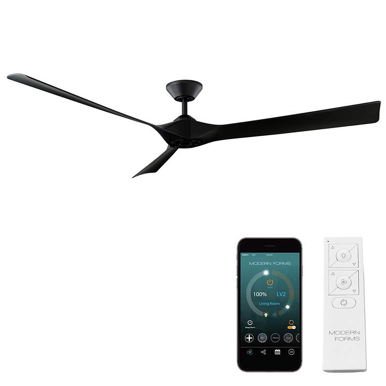 Image 4 70" Modern Forms Torque Matte Black Indoor/Outdoor Smart Ceiling Fan more views