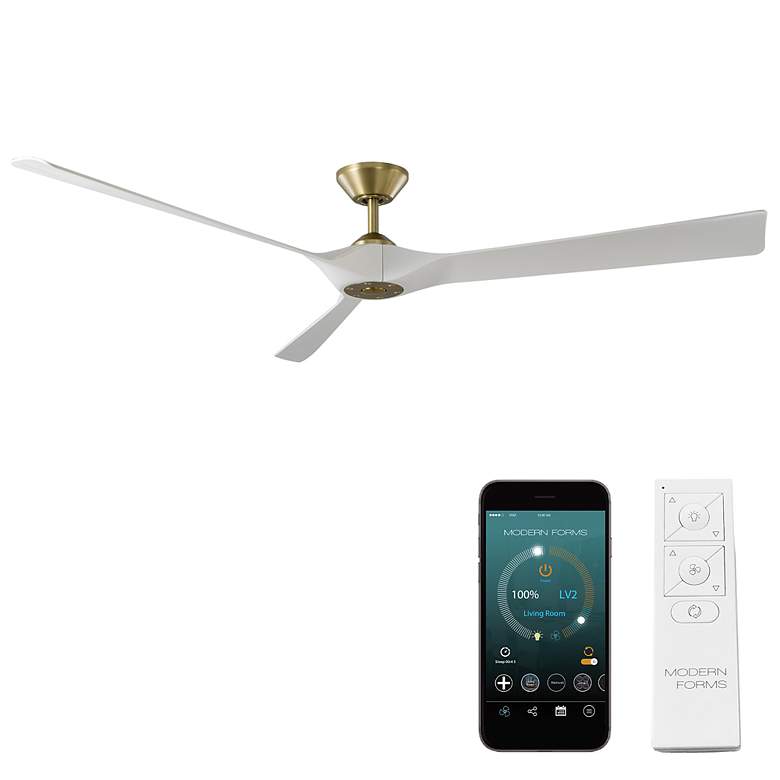 Image 6 70" Modern Forms Torque Soft Brass and Matte White Smart Ceiling Fan more views