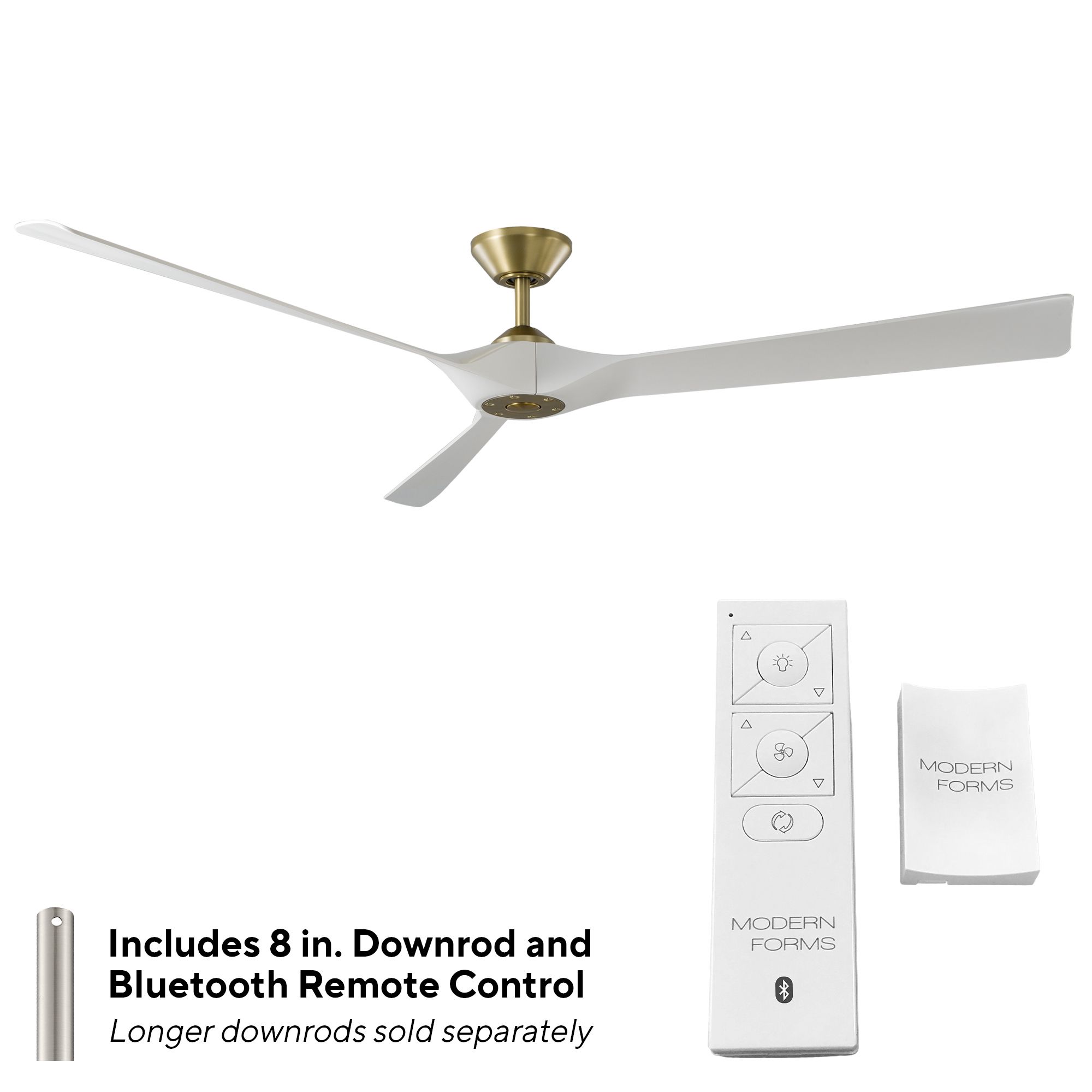 70" Modern Forms Torque Soft Brass and Matte White Smart Ceiling Fan in scene