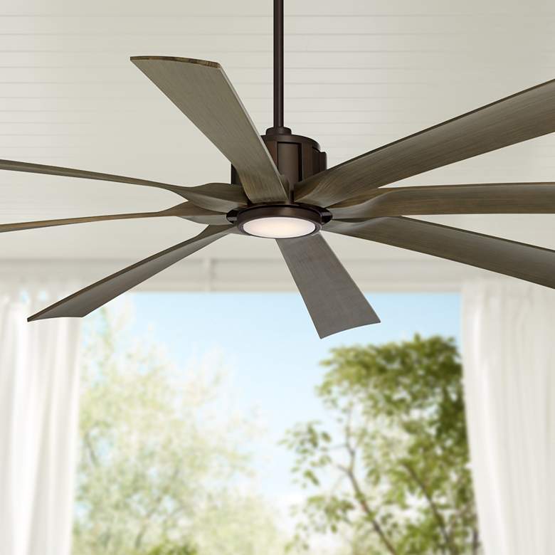 Image 1 70" Possini Defender Bronze Damp LED Ceiling Fan with Remote