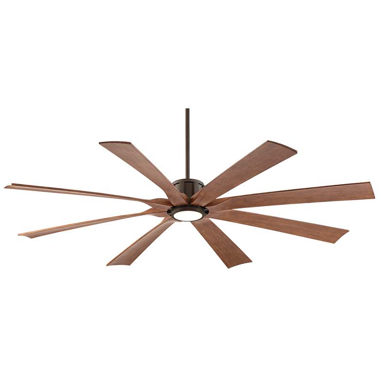 Image 3 70 inch Possini Defender Bronze Koa LED Large Damp Ceiling Fan with Remote