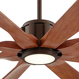 Image4 of 70" Possini Defender Bronze Koa LED Large Damp Ceiling Fan with Remote more views