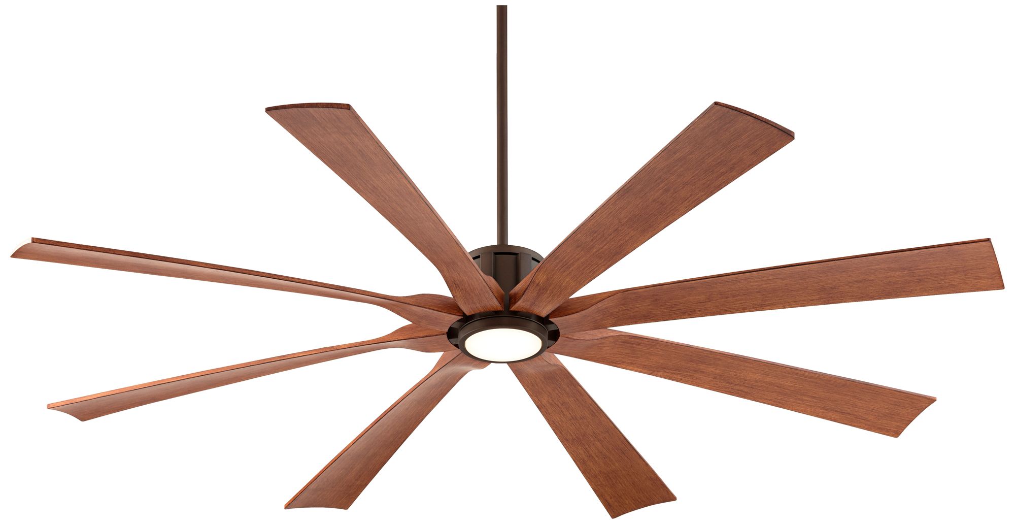 70" Possini Defender Bronze Koa LED Large Damp Ceiling Fan with Remote in scene