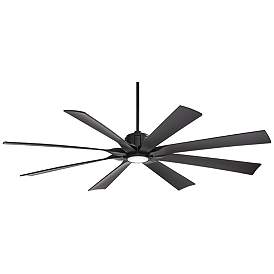 Image2 of 70" Possini Defender Matte Black Damp LED Ceiling Fan with Remote