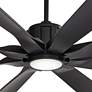 70" Possini Defender Matte Black Damp LED Ceiling Fan with Remote