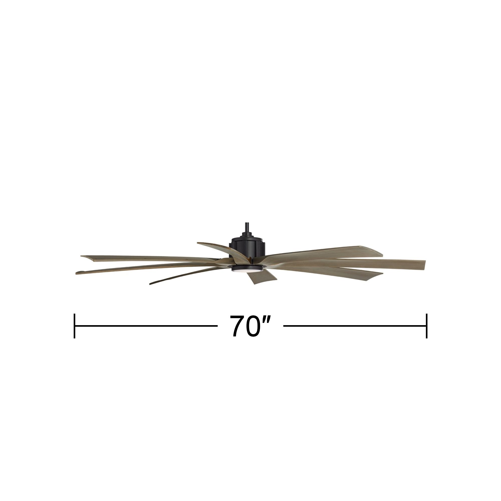 70" Possini Defender Matte Black Damp Rated LED Ceiling Fan
