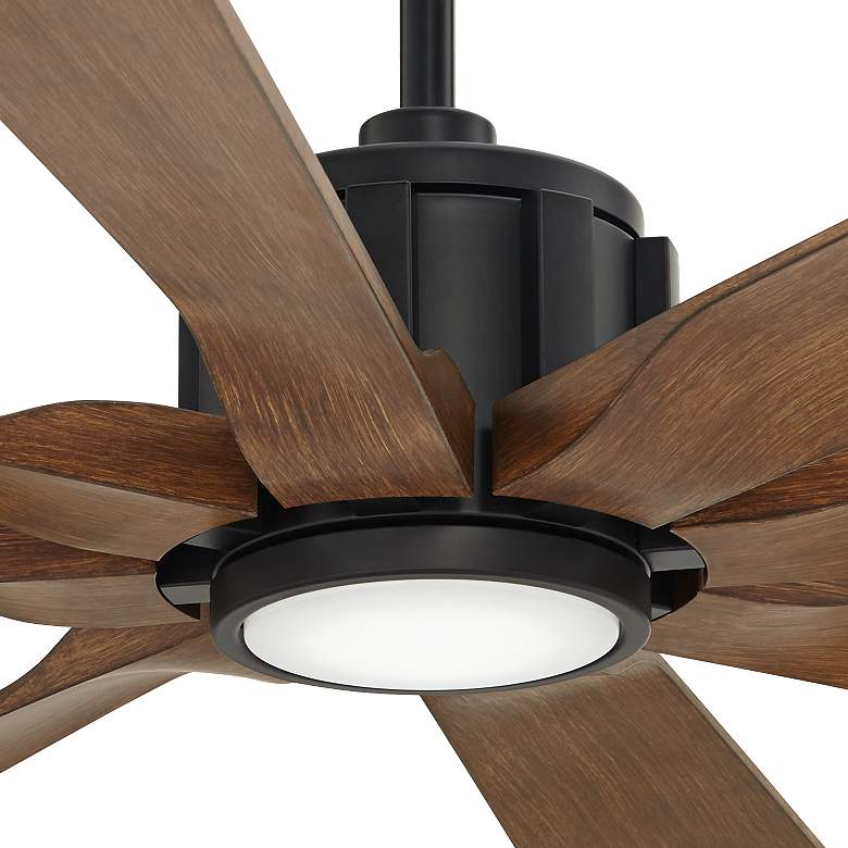 Image 3 70" Possini Defender Matte Black Koa Damp LED Ceiling Fan with Remote more views